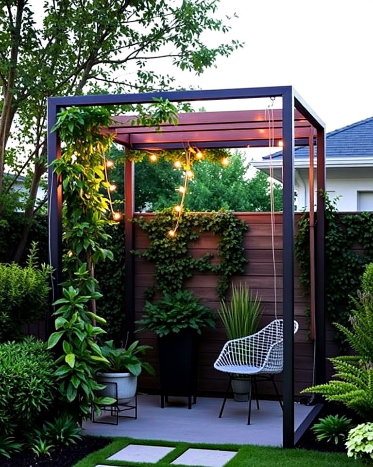 modern minimalist cube arbor - 40 Garden Arbor Ideas