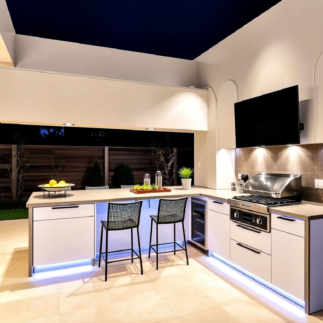 modern minimalist design for l shaped kitchen - 20 L Shaped Outdoor Kitchen Ideas
