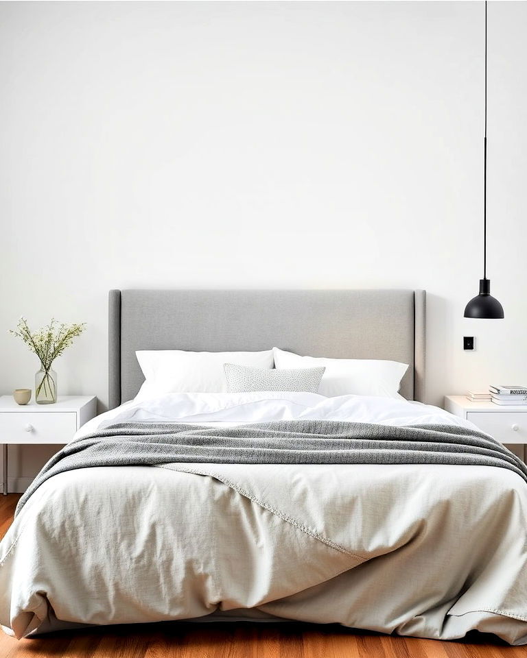 modern minimalist grey headboard ideas - 25 Grey Headboard Bedroom Ideas