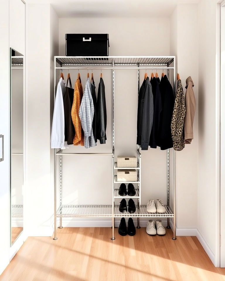 modern minimalist metal rack closet - 30 Open Closet Ideas