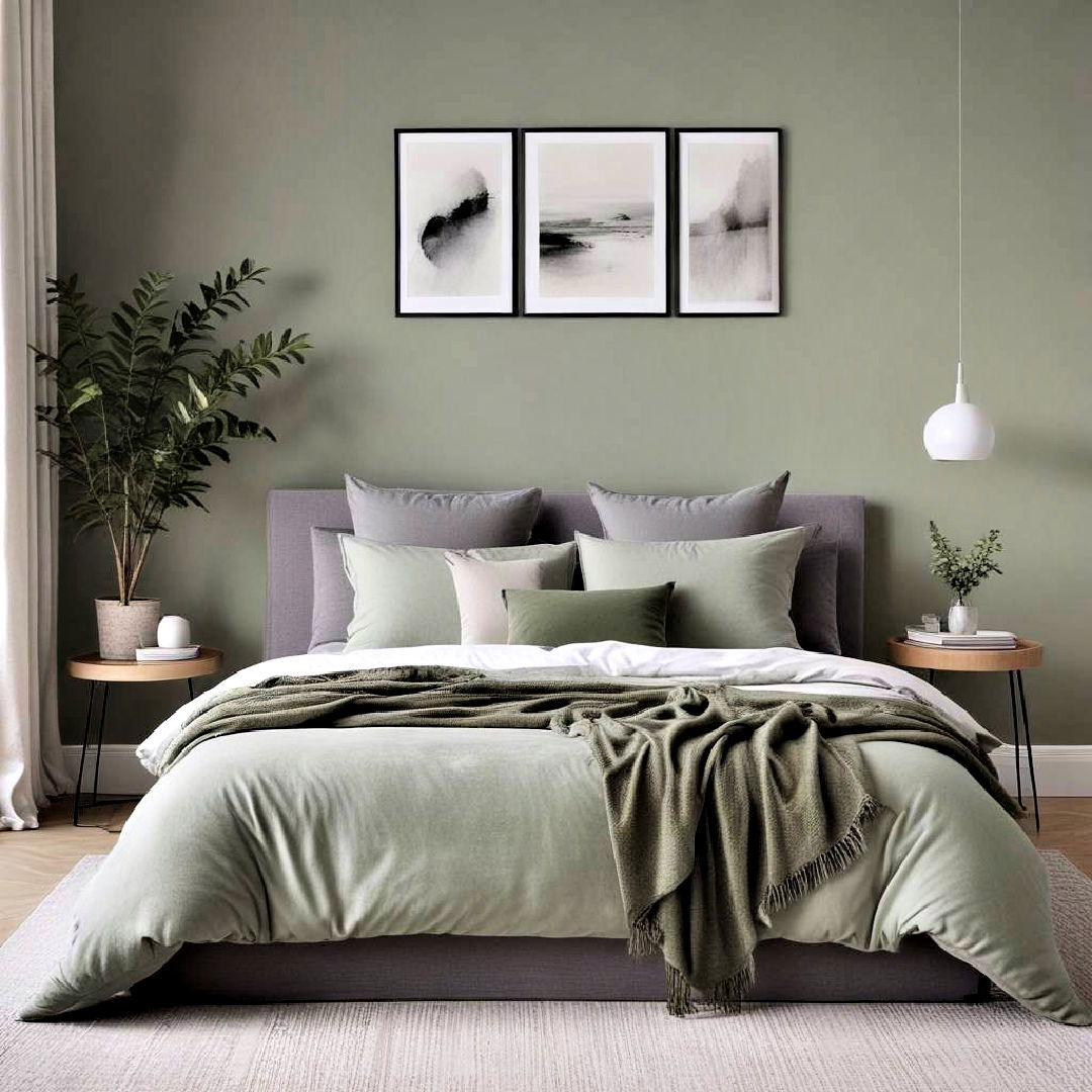 modern minimalist sage green and grey bedroom - 25 Sage Green and Grey Bedroom Ideas