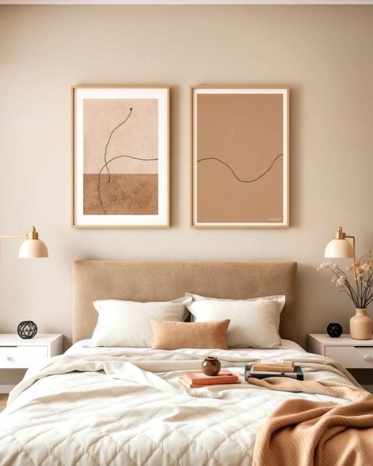 modern minimalist taupe artwork - 20 Taupe Bedroom Ideas
