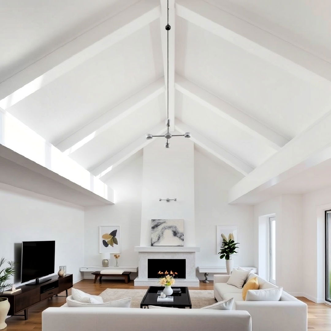 modern minimalist white exposed beams - 25 Exposed Beam Living Room Ideas