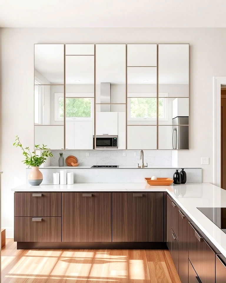 modern mirrored frames with different textures - 20 Mirror Collage Wall Ideas