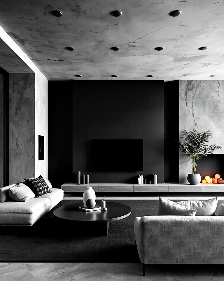 modern monochromatic color palette - 20 Brutalism Interior Design Ideas
