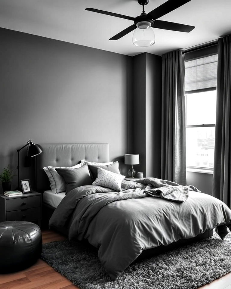 modern monochromatic gray bedroom - 40 Teenage Boy Bedroom Ideas