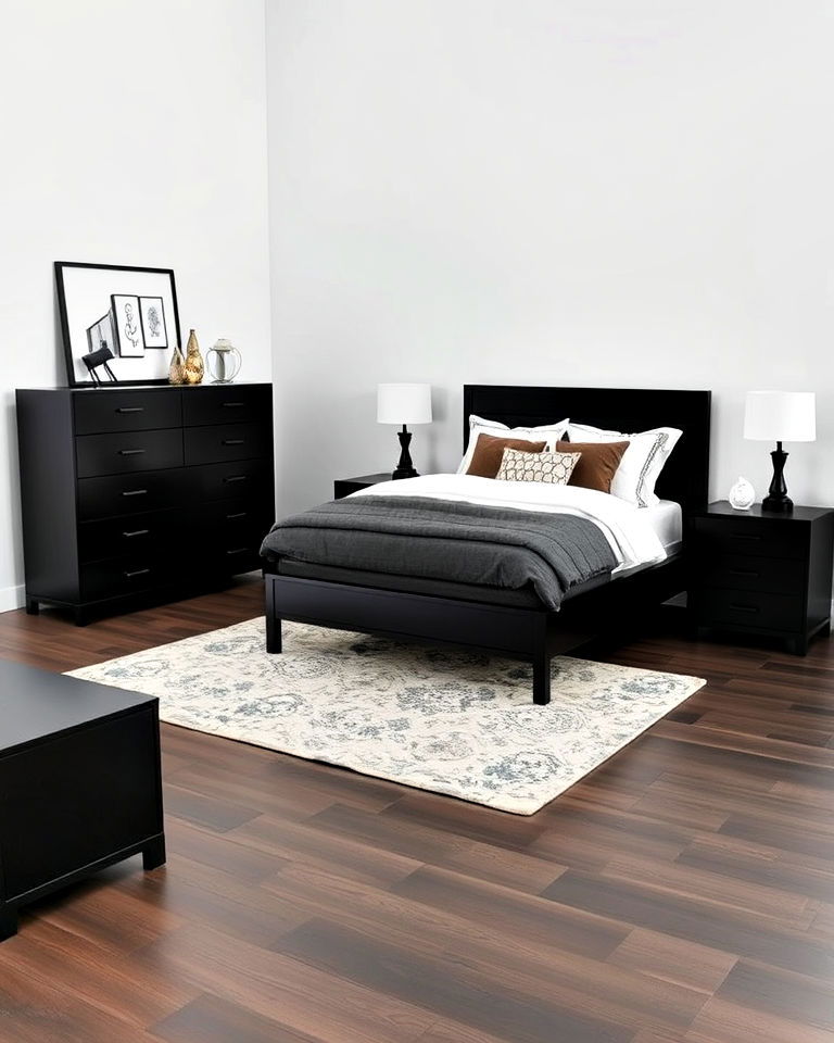 modern monochrome charcoal furniture set - 15 Charcoal Bedroom Ideas