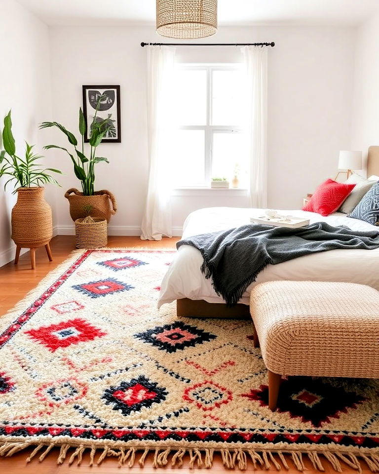 modern moroccan shag rug - 30 Bedroom Rug Ideas
