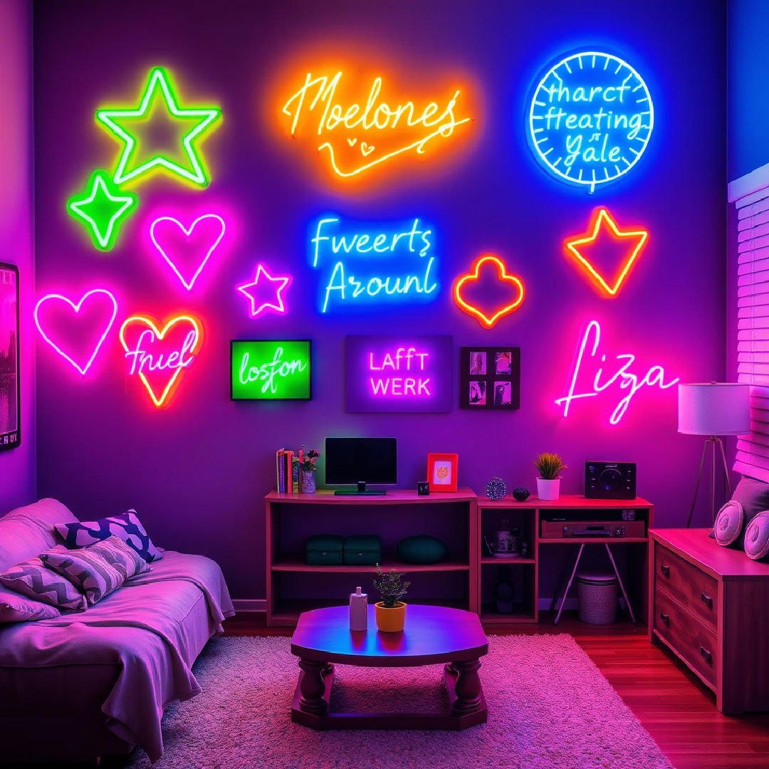 modern neon wall signs - 40 Teen Hangout Room Ideas