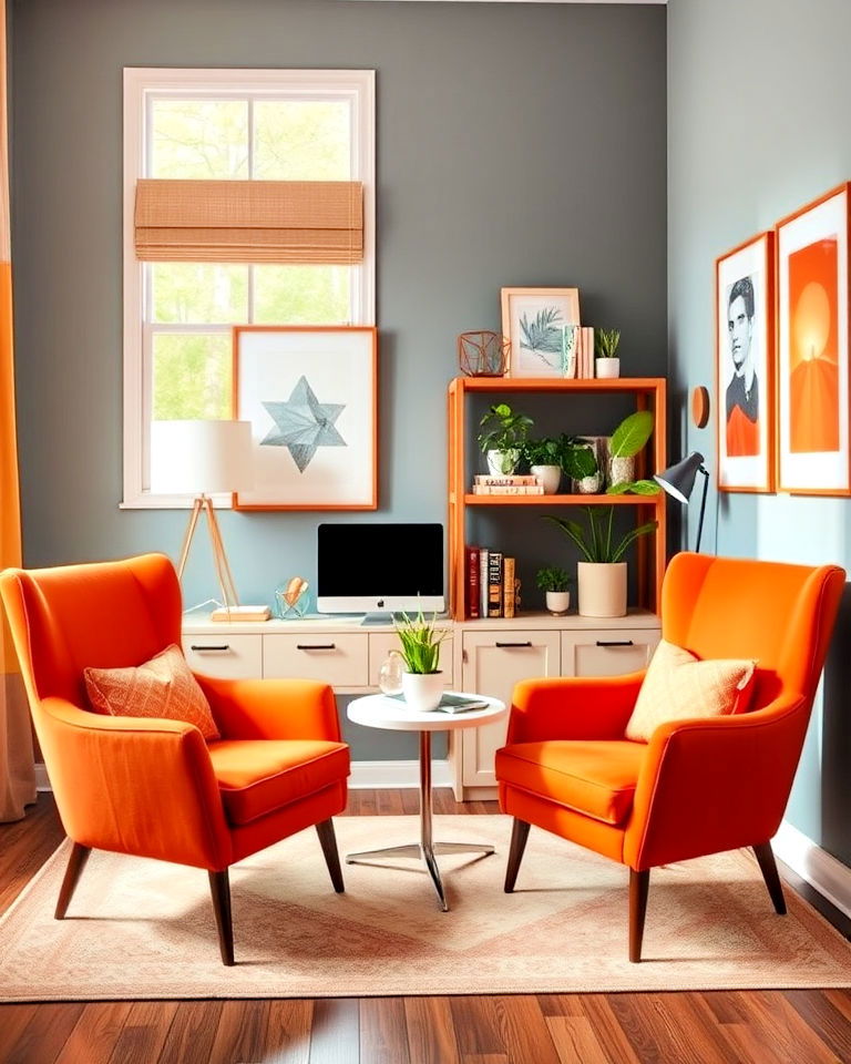 modern orange accent chairs - 30 Orange Room Ideas