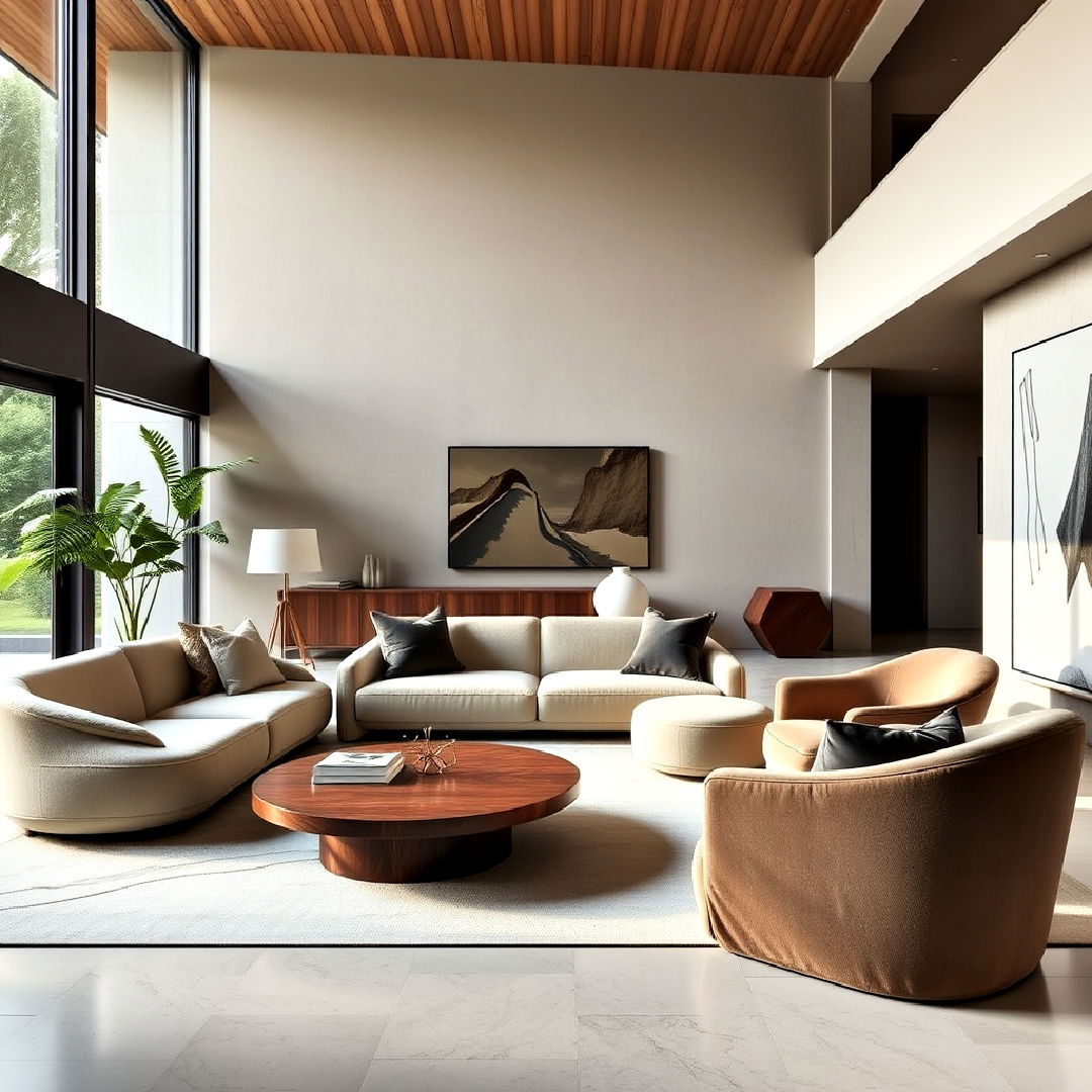 modern organic shapes in furniture design - 25 Organic Modern Living Room Design Ideas