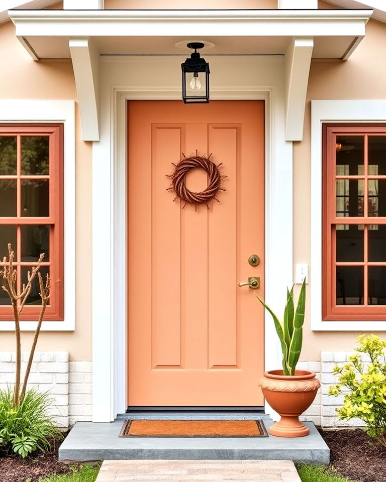 modern pale peach front door - 20 Mid Century Front Door Colors