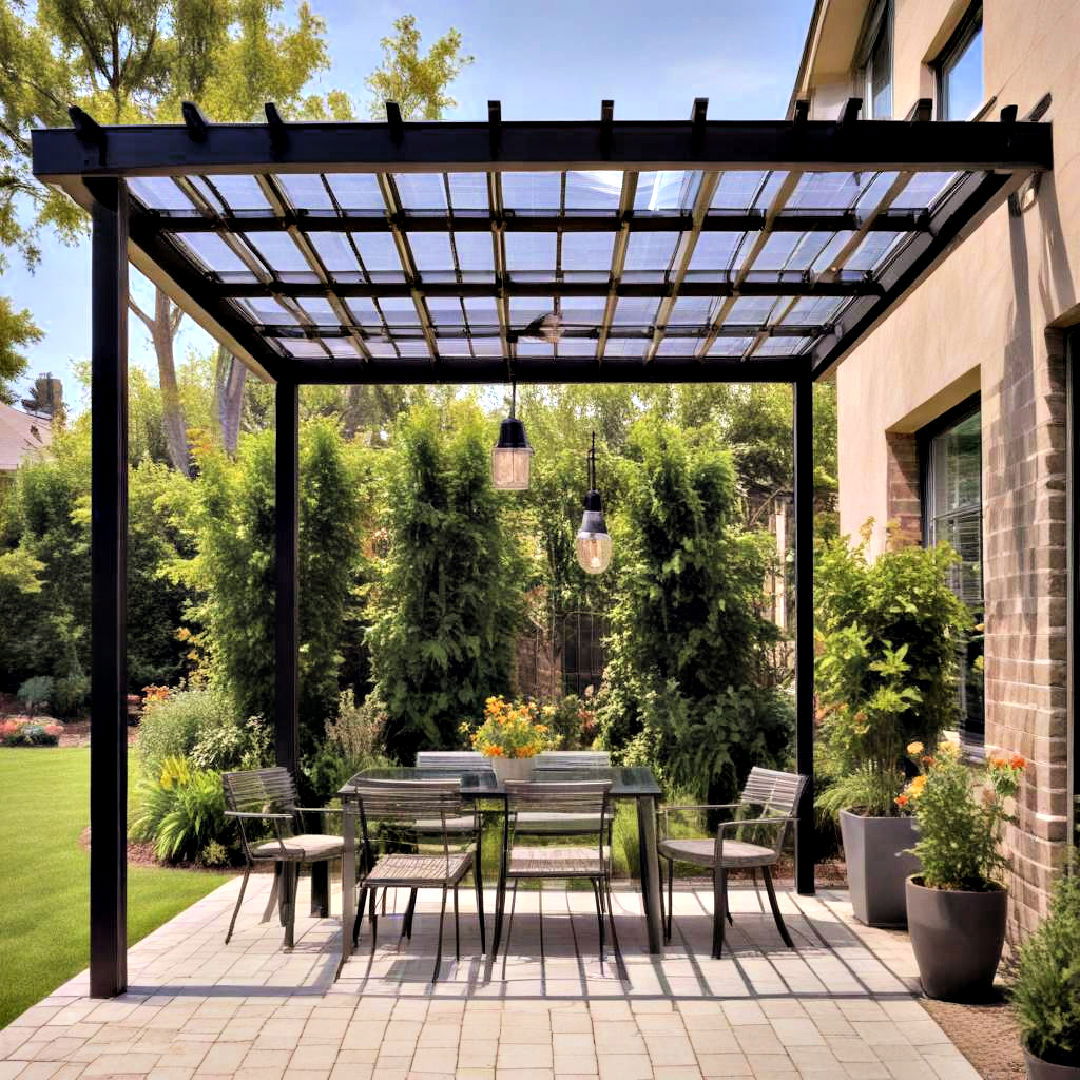 modern pergola equipped with solar panels - 20 Modern Pergola Ideas