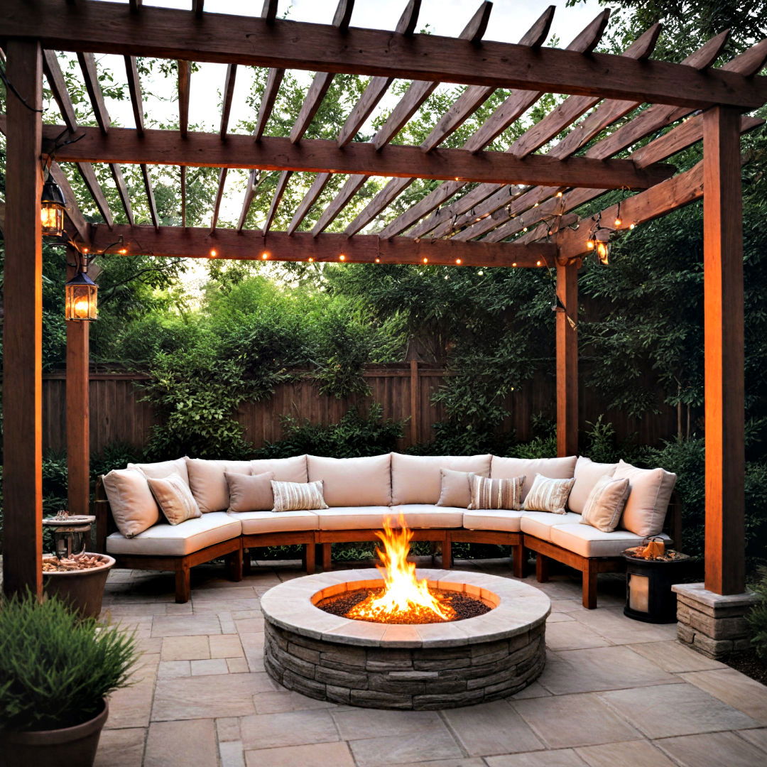 modern pergola with a fire pit - 20 Modern Pergola Ideas