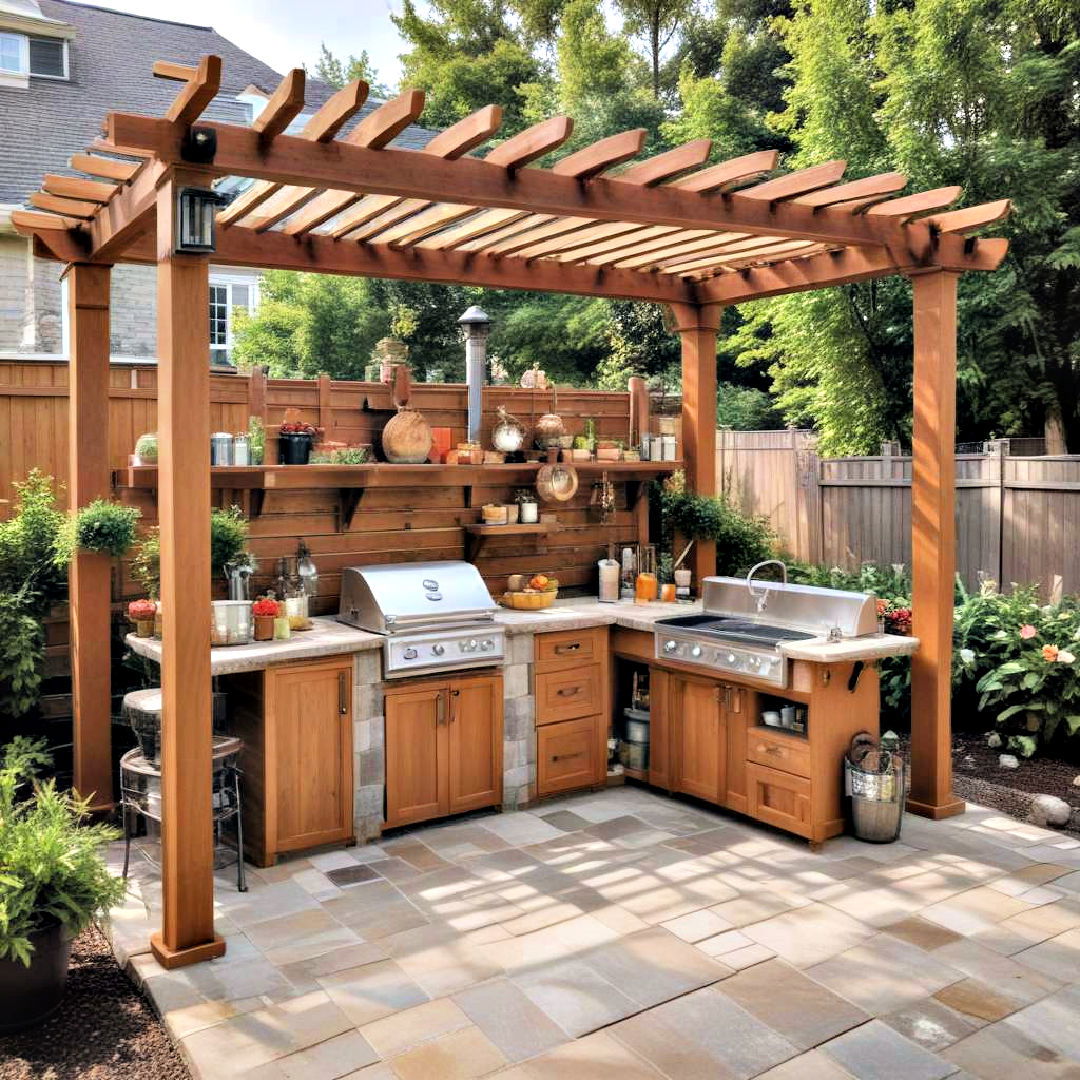 modern pergola with outdoor kitchen - 20 Modern Pergola Ideas
