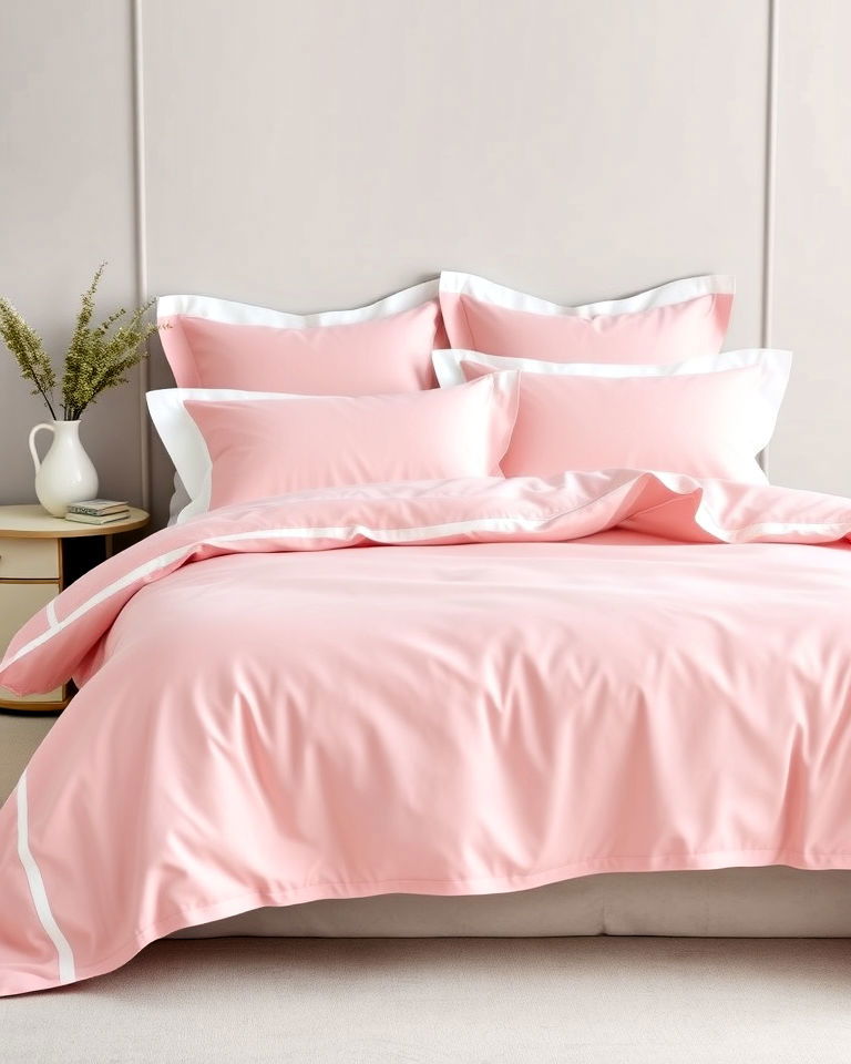 modern pink bedding with white trim - 25 Pink and White Bedroom Ideas