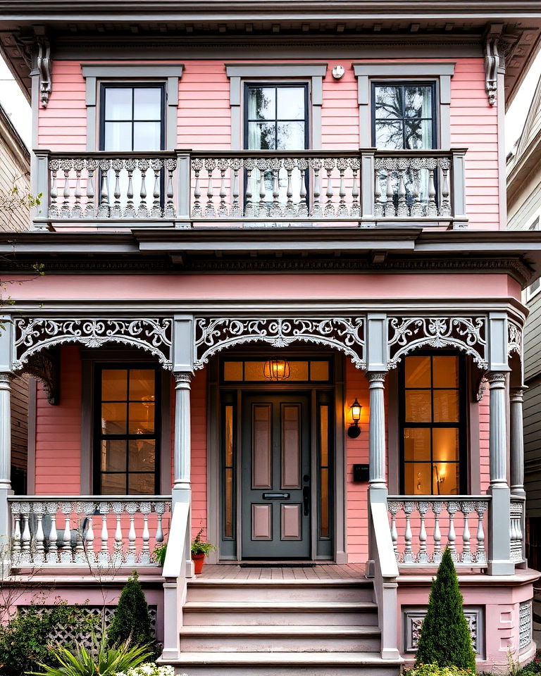 modern pink champagne with pewter highlights - 25 Pink Victorian House Ideas