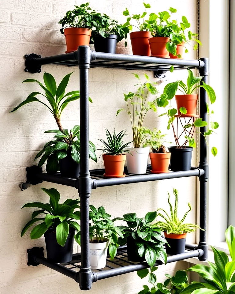 modern pipe shelf vertical garden - 40 Vertical Garden Ideas