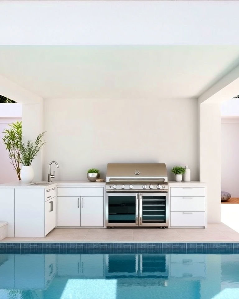 modern pool house with outdoor kitchen - 20 Pool House With Outdoor Kitchen Ideas