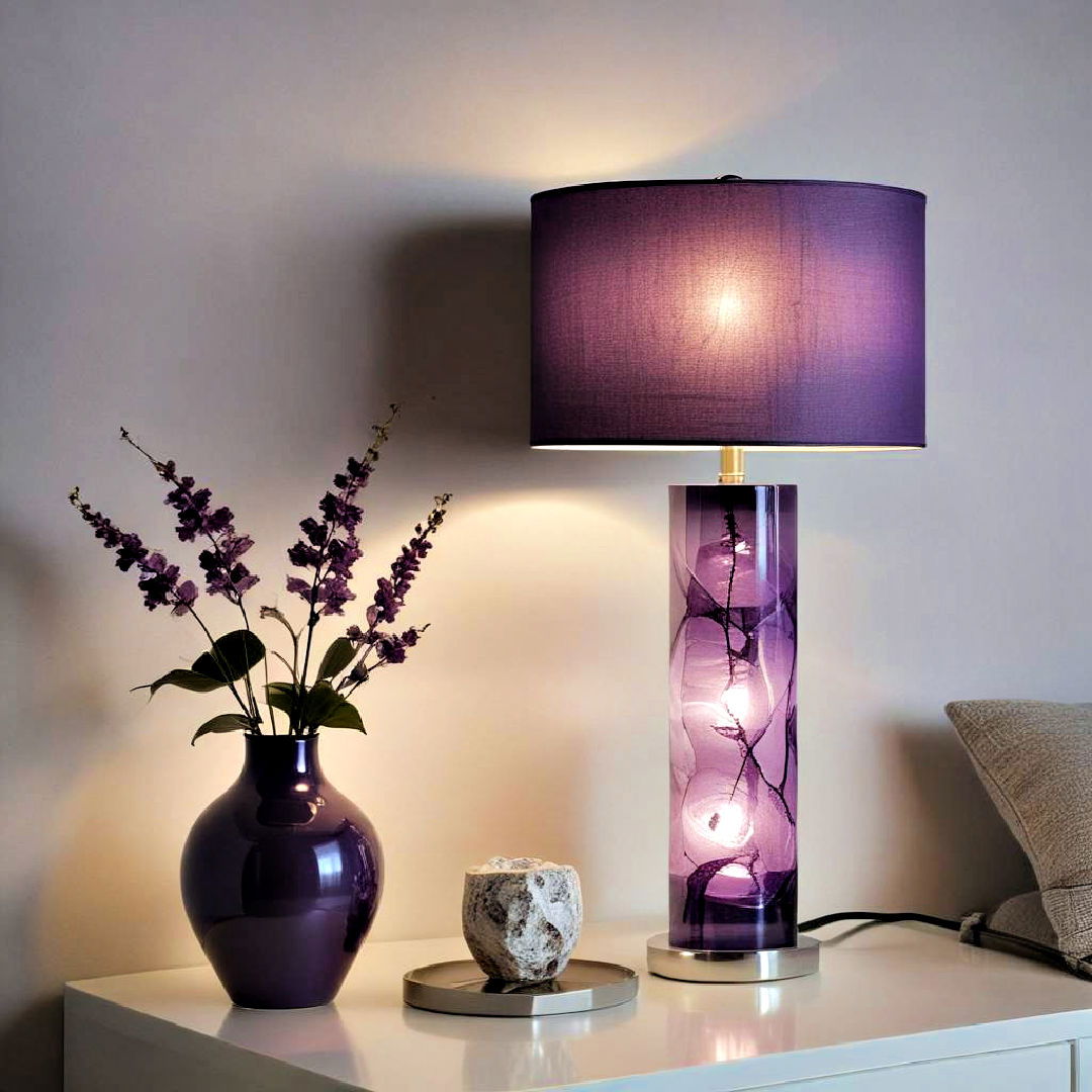 modern purple table lamp - 25 Purple Living Room Ideas