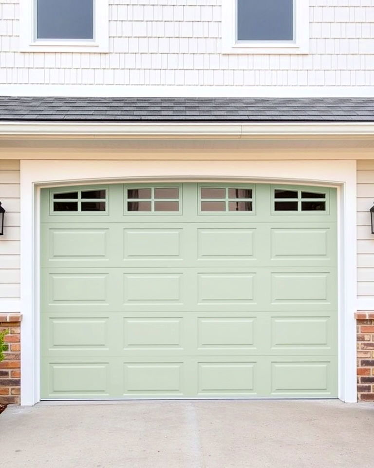 modern sage green garage door - 20 Green Garage Door Ideas