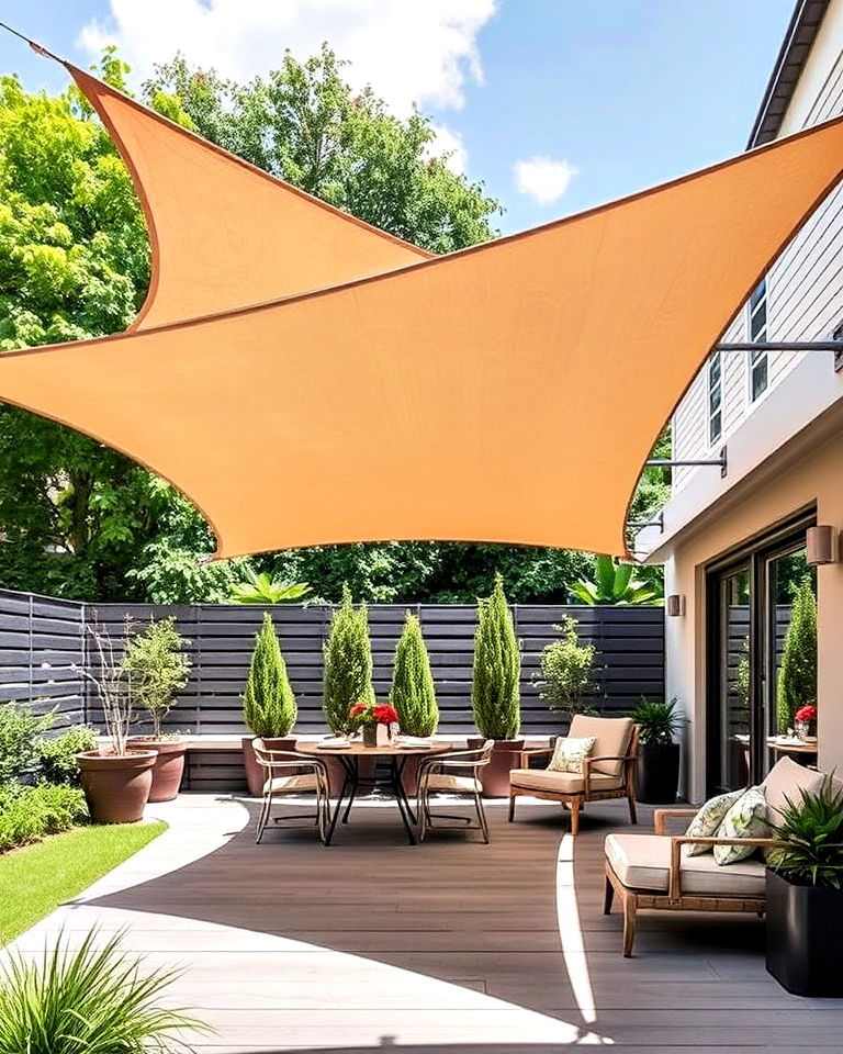 modern sail canopy with adjustable height - 20 Garden Shade Ideas