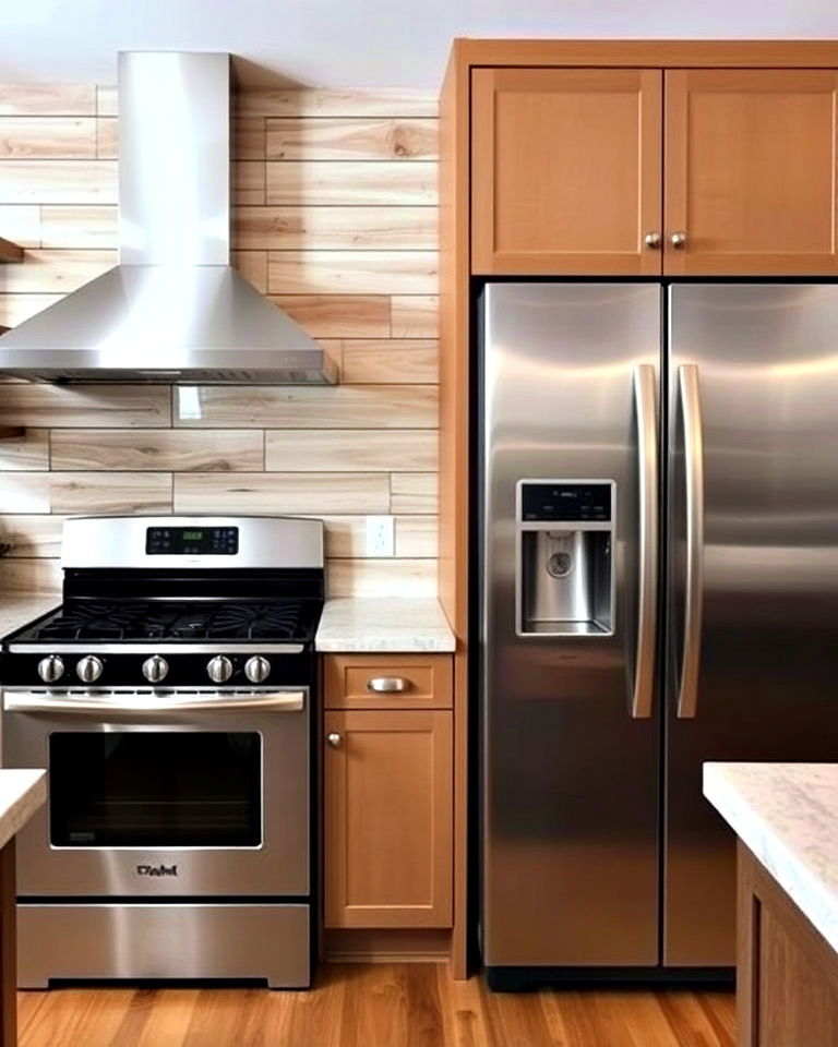 modern shiplap with stainless steel appliances - 30 Shiplap Backsplash Ideas for Your Kitchen