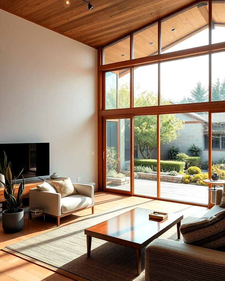 modern sliding glass doors - 25 Japanese Style Living Room Ideas