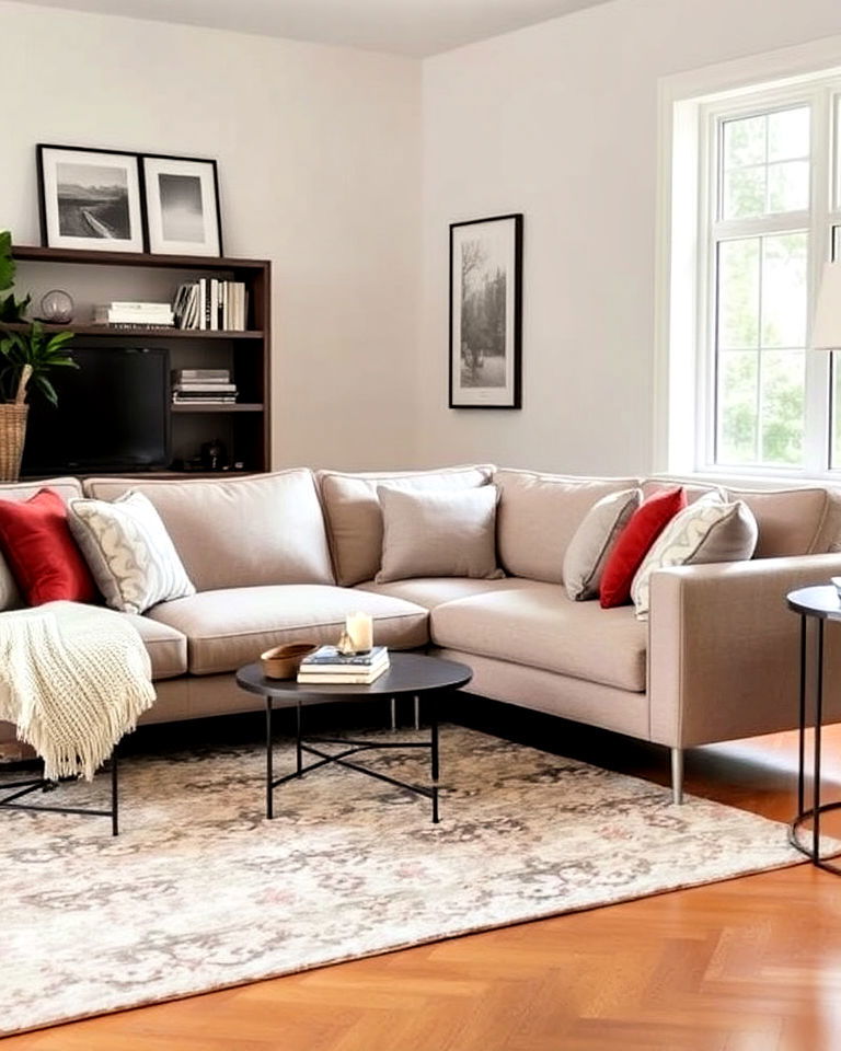 modern slim sectional with exposed legs - 30 Small Living Room Sectional Layout Ideas