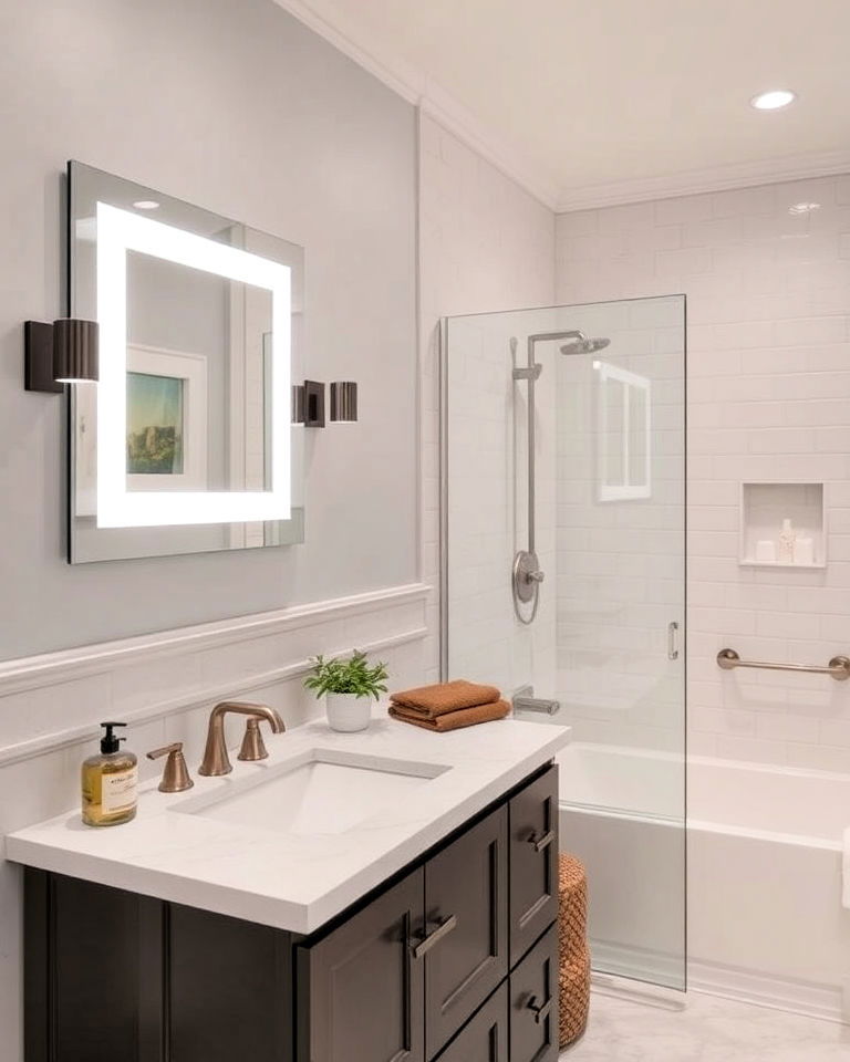 modern smart technology integration - 30 Transitional Bathroom Ideas