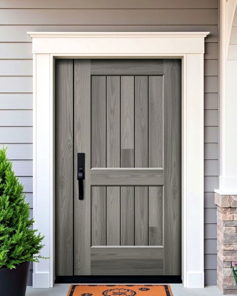 modern smoky ash stain front door - 25 Stained Front Door Ideas
