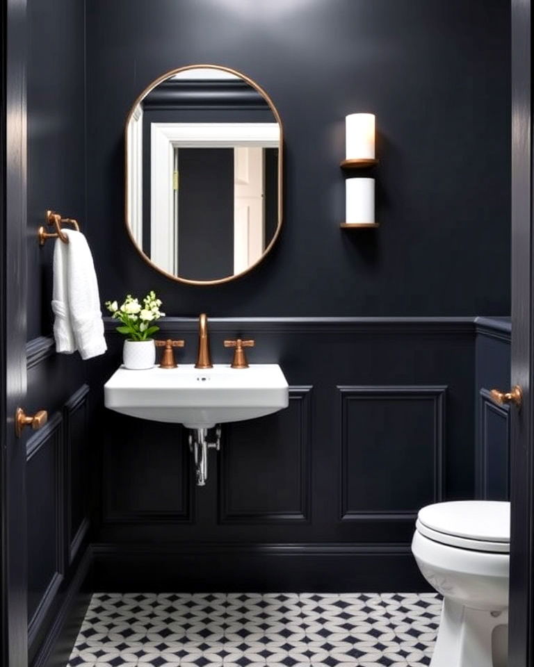modern square panel wainscoting design - 25 Powder Room Wainscoting Ideas