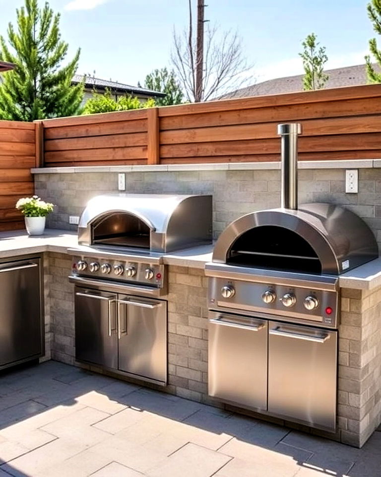 modern stainless steel outdoor kitchen - 20 Outdoor Kitchen With Pizza Oven