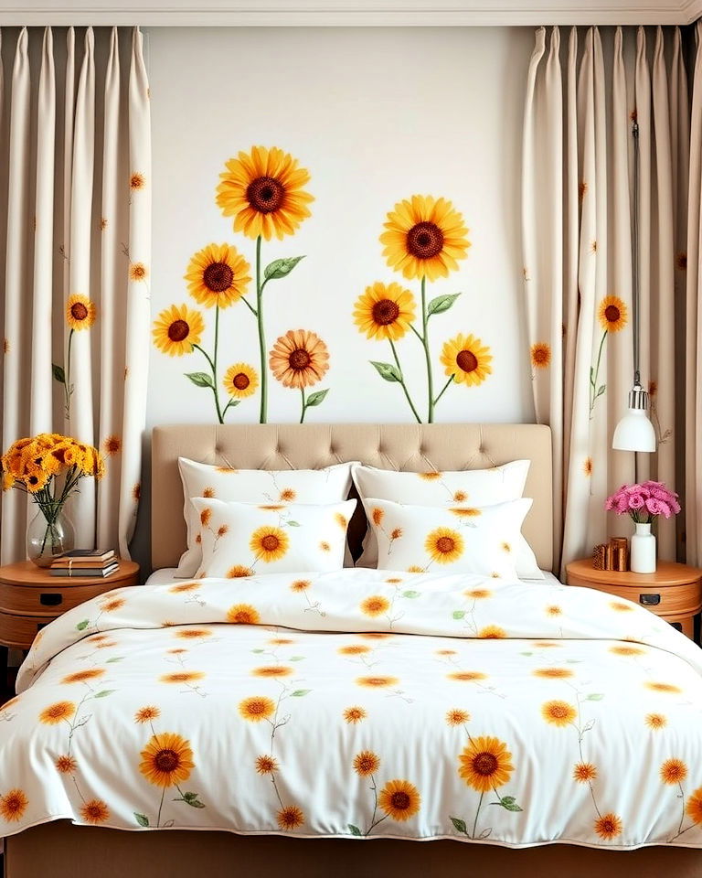 modern subtle sunflower patterns - 15 Sunflower Bedroom Ideas