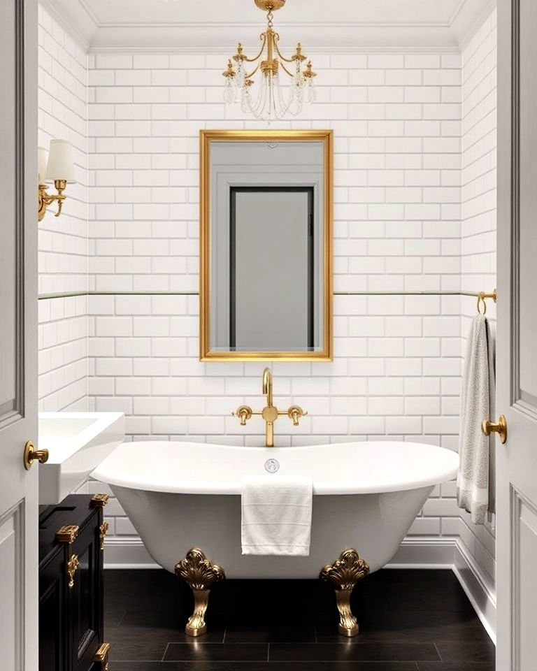modern subway tiles with a twist - 30 Transitional Bathroom Ideas
