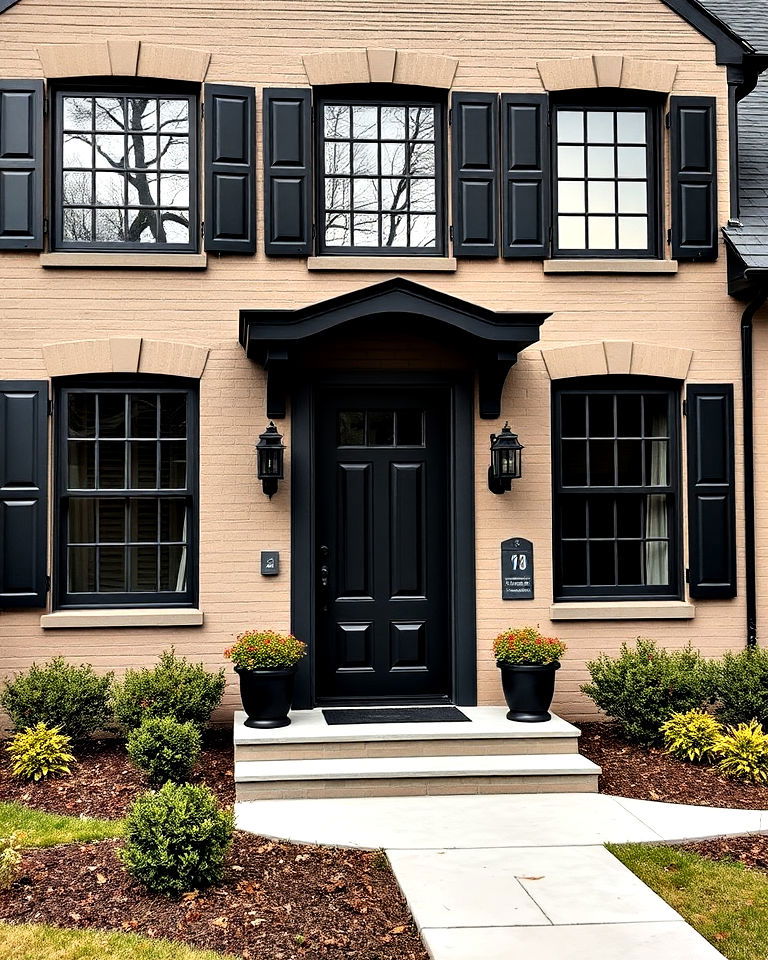 modern taupe exterior and black accents - 25 Exterior Taupe House Color Combinations