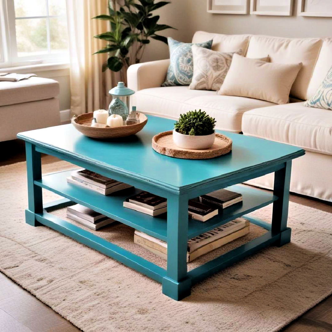 modern teal coffee table - 25 Teal Living Room Ideas