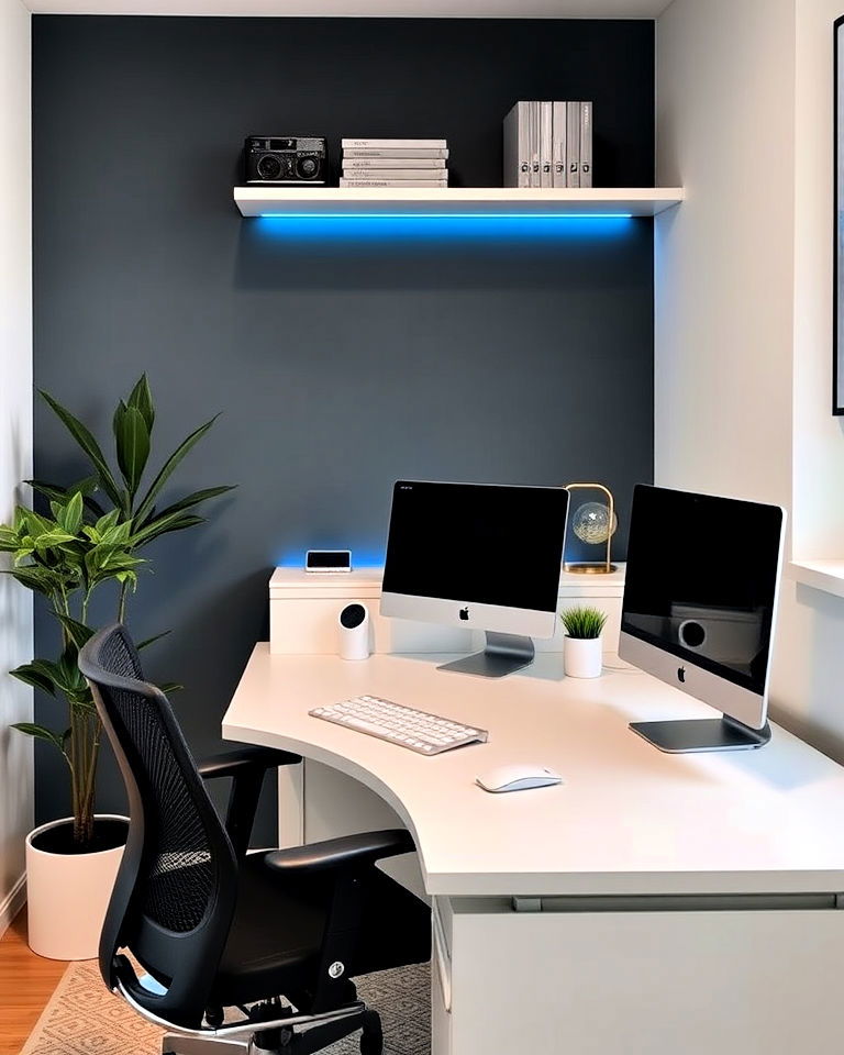 modern tech focused workspace - 40 Modern Home Office Ideas