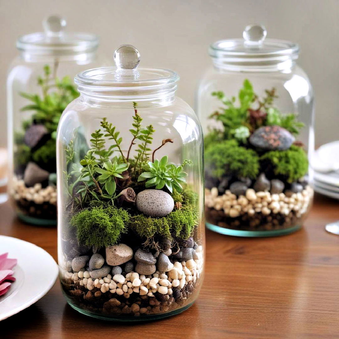modern terrarium jars - 25 Spring Centerpiece Ideas
