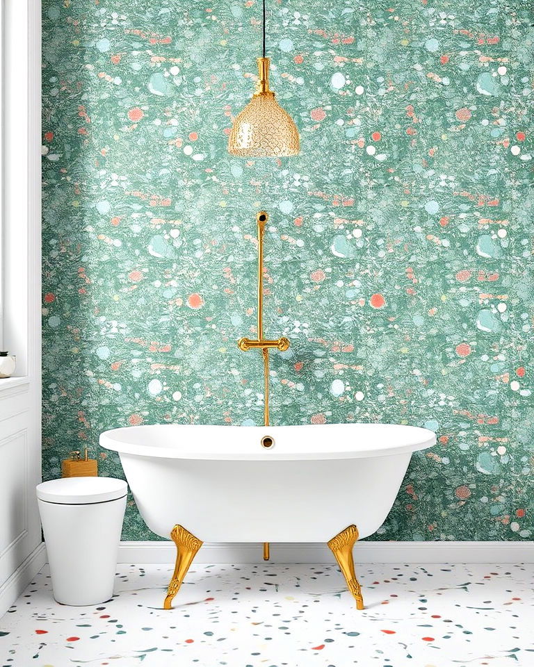 modern terrazzo style wallpaper - 30 Bathroom Wallpaper Ideas