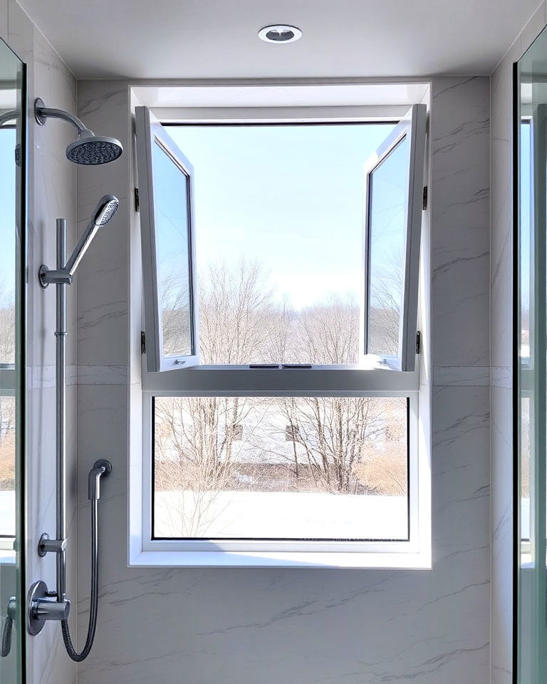 modern tilt and turn shower window - 30 Shower Window Ideas