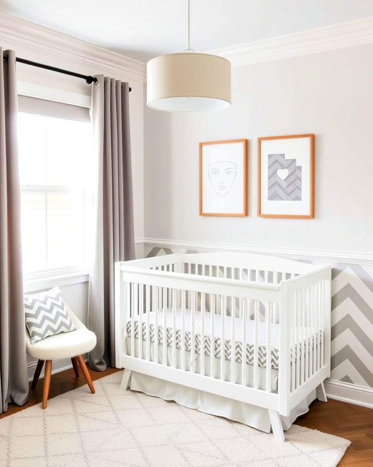 modern twist chevron wainscoting for nursery - 15 Wainscoting Nursery Ideas