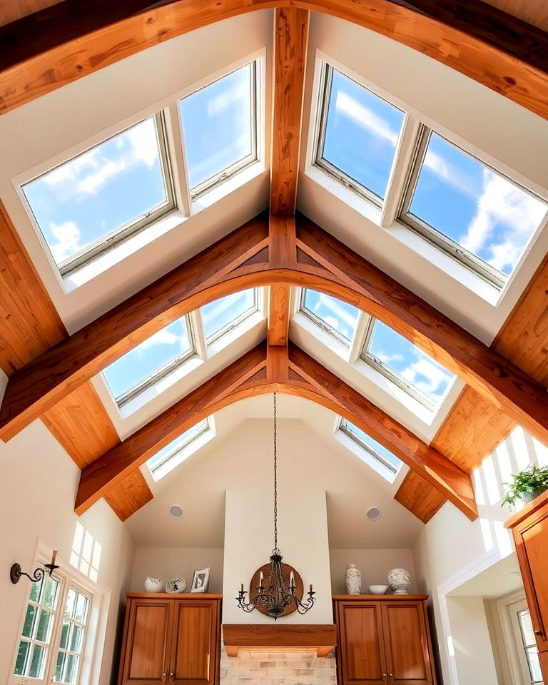 modern vaulted beams with skylights - 20 Vaulted Ceiling With Beams