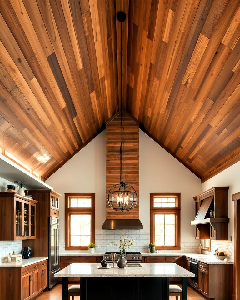 modern vaulted wood panels - 40 Vaulted Ceiling Ideas