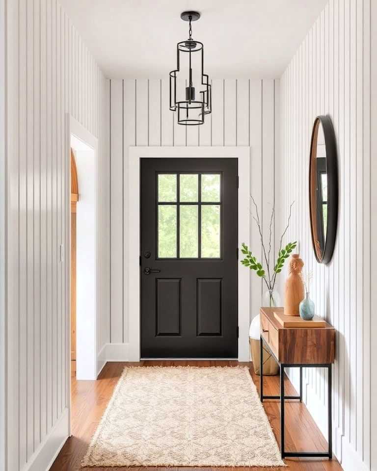 modern vertical shiplap design - 25 Shiplap Wall Entryway Ideas