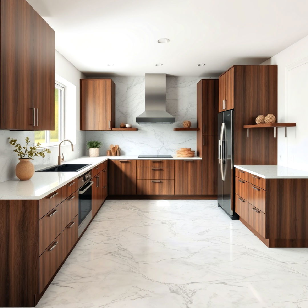 modern vibe gray marble kitchen floor - 20 Marble Kitchen Floor Ideas