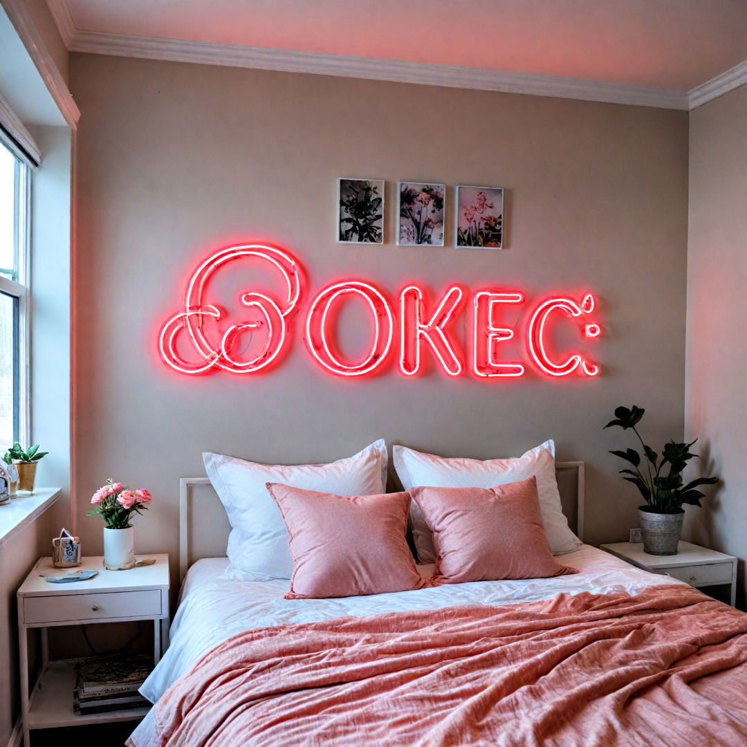 modern vibe neon sign - 40 Teenage Girl Bedroom Ideas