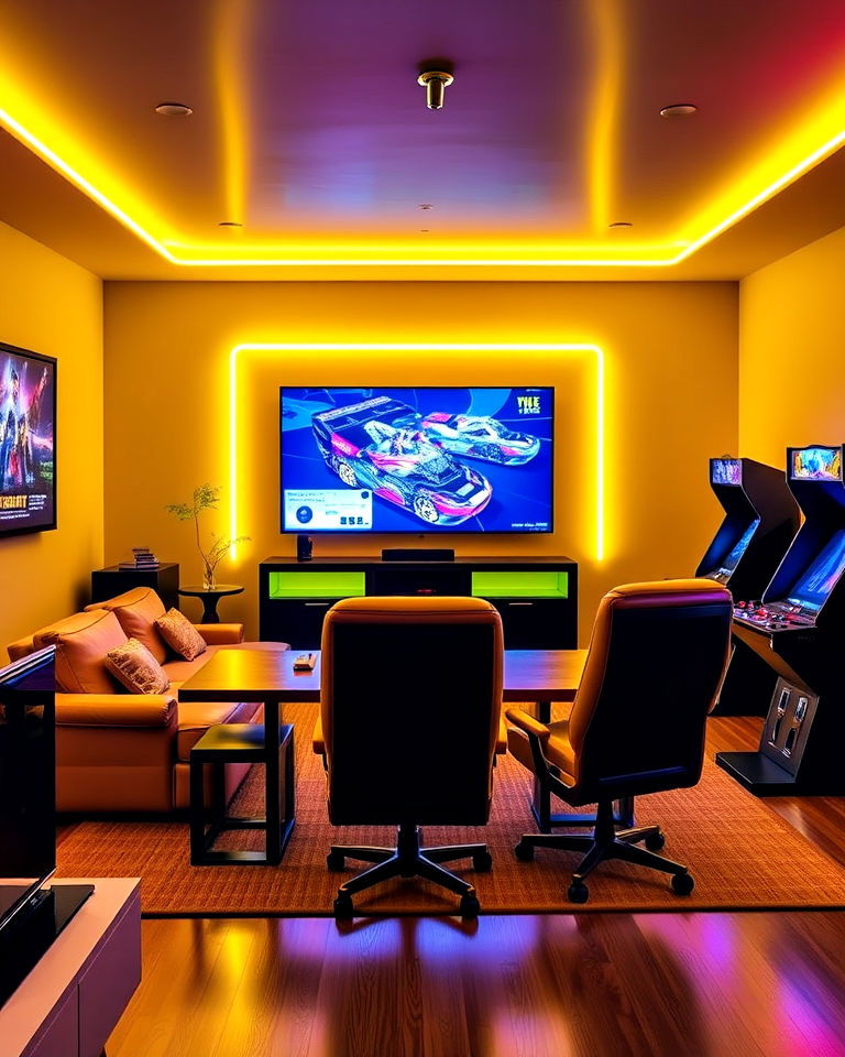 modern vibe neon yellow game room - 20 Game Room Paint Ideas