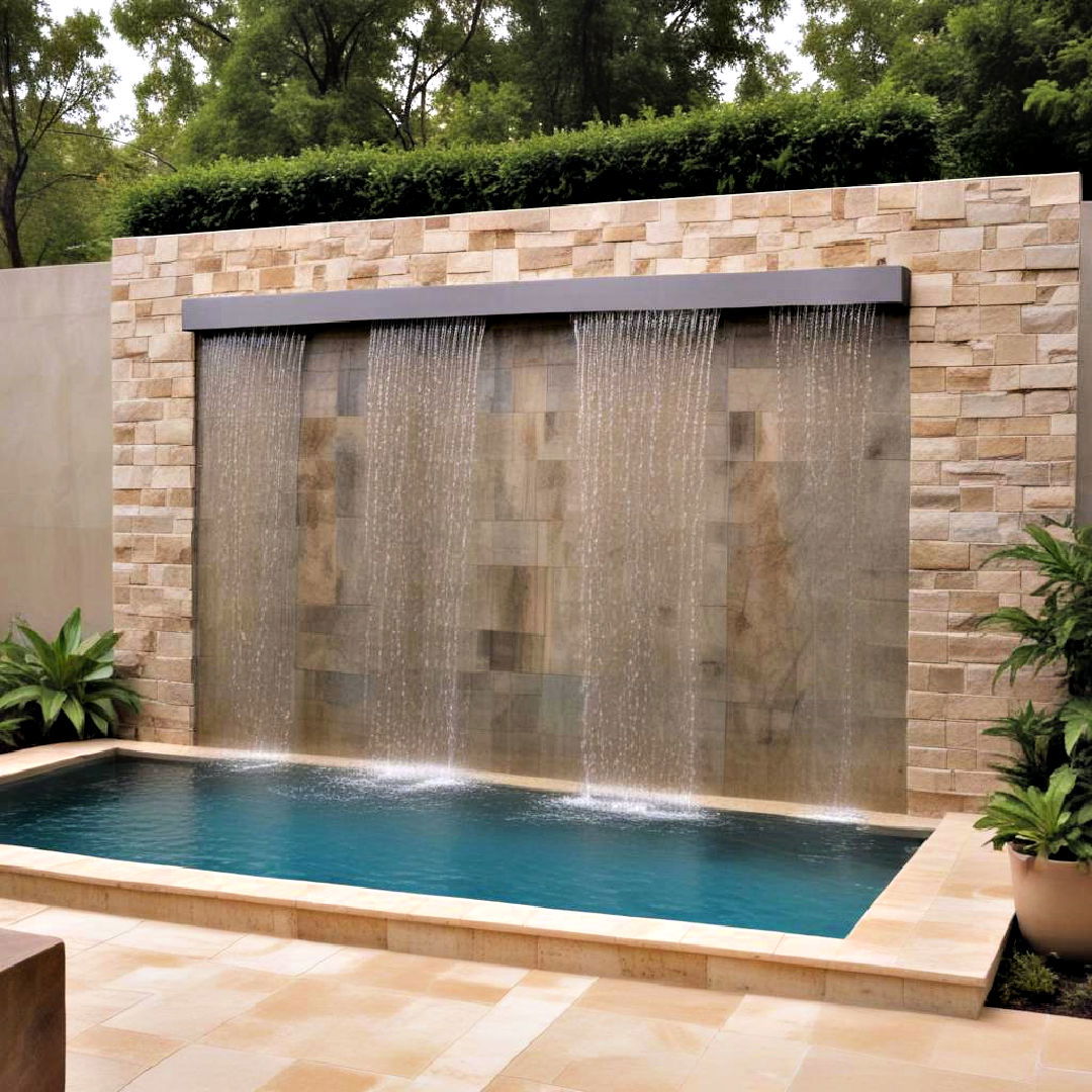 modern water wall - 15 Pool Fountain Ideas