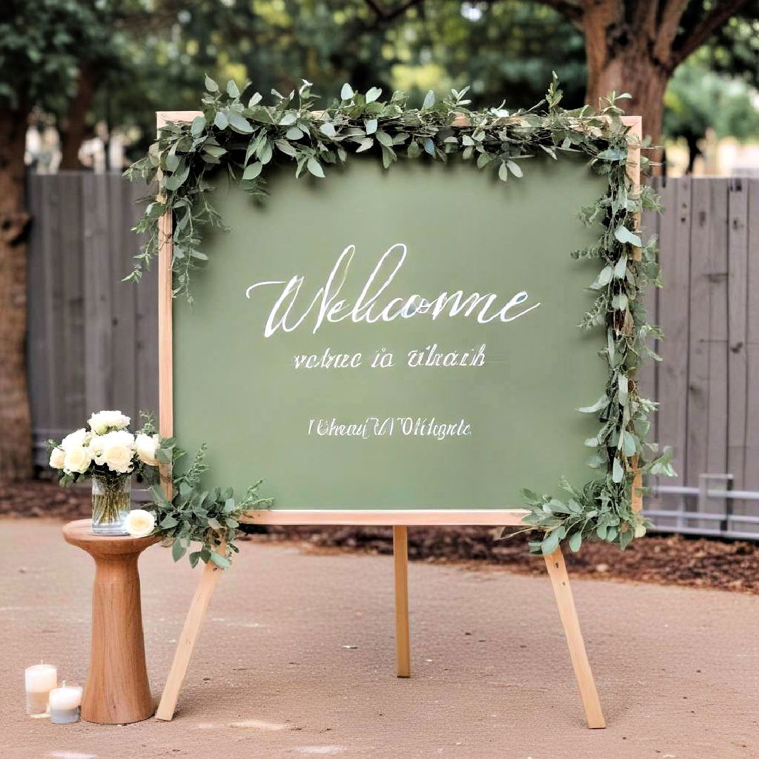 modern welcome sign - 30 Sage Green Wedding Ideas